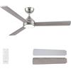 CJOY Ventilatore da Soffitto con Luce, 132cm Ventilatore da Soffitto con Luce e Telecomando, 6 Velocità, Silenzioso Reversibili, 3 Pale Argento/Legno, Memoria 3 CCT Dimmerabile, Timer, Modalità Sleep