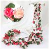 KASESSS 3 Pezzi Ghirlanda di Rosa Artificiali, 220cm Ghirlanda Fiori Finti, Bellissimo Ghirlanda Fiori per All'aperto Interno Matrimoni Feste Giardini Hotel Stanze Decorazione (Rosa)
