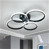 SENQIU Plafoniera LED Soffitto Dimmerabile, 76W Lampadario LED con Telecomando Nera, Lampada da Soffitto Moderna, Plafoniere 4 Rotonda per Soggiorno Camera da Letto Ufficio, 3000K-6500K