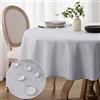 Softalker Tovaglia Rotonda 160 cm Diametro in Finto Lino Grigio Elegante Tovaglie Antimacchia da Esterno per Protezione Moderna Tavolo per Autunnale,Natalizia Feste,Compleanno,Matrimonio