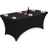 Venga amigos Elastica Copritavolo Stretch 183x75x75 CM Rettangolare da Cocktail Tovaglia Lavabile Copertura da Tavolo per Mostre Feste Party di Matrimonio da Bar 6ft(Nero)