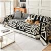 VanderHOME Copridivano in Ciniglia Stile Boho, Coperta Decorativa Multifunzionale, Foulard Copridivano, Adatta per divano, Letto, Poltrona, per tutte le stagioni con frangia 180 * 90cm-Nero