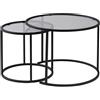 Hanah Home Stylish Coffee Table Set (2 pezzi), Black & Grey, vetro temperato & Metal Frame | Small: 42 x 39 x 42 cm, Large: 60 x 43 x 60 cm | Modern Design for Living Room