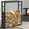 BAKAJI Portalegna Verticale Supporto Scaffale Rettangolare in Metallo Porta Legna da Interno Esterno Legnaia Casa Giardino per Camino Caminetto Stufa Design Moderno (100 x 25 x 80 cm)