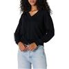 Amazon Essentials Felpa Corta Leggera con Scollo a V, vestibilità Comoda Donna, Nero, L
