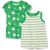 Amazon Essentials Set Tutina Senza Maniche Corte, Pacco da 2, Righe/Sportiva, 6-9 Mesi