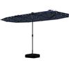 COSTWAY Ombrellone Doppio da Giardino 4 x 2 m, Ombrellone con 36Luci LED, Ombrellone Rettangolare con Manovella e Base, per Giardino, Piscina, Cortile (Blu)