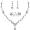 EVER FAITH Parure Gioielli Donna, Matrimonio Jewelry Set per Donna, Zirconia cubica Moda Set di Orecchini Pendenti con Collana di Foglie di Vite Floreale