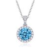 Dada Gioielli - Collana Rotondo 11mm Punto Luce Argento 925 Con Zirconi Brillanti Catenina 45+5cm (Azzurro Acquamarina)