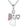 Jrêveinfini Collana Donna e Bambina Argento 925 Angelo Custode Personalizzata Rosa Amicizia Mamma e Figlia Idea Regalo Battesimo Compleanno