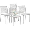 Tomaino - Sedia in Plastica Da Cucina - Set 6 Sedie Plastica Impilabili Con Braccioli Per Esterno e Interno - Sedie per Giardino, Soggiorno, Balcone o Bar (4, Bianco)
