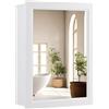 LIFEZEAL Specchio Bagno Contenitore a 1 Porta, 50x16x66cm, Pensile Bagno Sospeso con Specchiera, Mobile Bagno Salvaspazio con Specchi, Armadietto Bagno con Specchio, Bianco