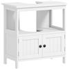 kleankin Mobile Sottolavabo per Bagno con Ripiano e Armadietto, Mobiletto Sottolavabo con Intaglio a U e 2 Ante, Mobile Bagno Moderno e Salvaspazio, Adatto a Lavabi a Colonna, 60x30x60 cm, Bianco