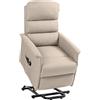 HOMCOM Poltrona sollevatore elettrica con funzione massaggio e riscaldamento, poltrona relax reclinabile con poggiapiedi e 2 telecomandi, sacchetto, tessuto di lino, beige melange