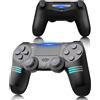 RUIZHI Controller LED per PS4 - Design a Tre Strisce, Controller Wireless per Playstation 4 compatibile con PS4/Pro/Slim/PC, con Batteria da 1000 mAh, Cavo Micro USB, 1 Pezzo, Nero