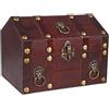 SICOHOME Grande scrigno del tesoro per bambini in legno pirata scatola del tesoro vintage decorativo ricordo e portagioie grande scatola portaoggetti con serratura e coperchi per bambini aula festa