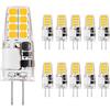 VINBE Lampade LED G4, 3 W, corrispondono a lampade alogene da 35 W, lampada LED 12 V AC/DC, 350 lumen, senza sfarfallio, non dimmerabile, bianco caldo (3000 K, 10 confezioni)