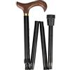 OSSENBERG bastone pieghevole nero - in metallo leggero con manico derby in legno - regolabile in altezza - telescopico, piegato 30 cm - bastone da passeggio robusto per camminare