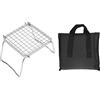 Buachois Griglia per falò, in acciaio inox 304, mini griglia pieghevole, portatile, con gambe e borsa per picnic, zaino in spalla, feste all'aperto