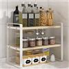 Dreamhousey Piano di lavoro da cucina multi-layer pentola rack portaspezie elettrico riso ciotola supporto multifunzionale (colore bianco+legno, 2 piani)
