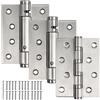 AMTOVL 3PZ 4 Cerniere per Porta Tagliafuoco Chiusura Automatica Set Cerniera in Acciaio Inox per Chiudiporta Porte Interne 35KG 2 Cerniere a Molla Regolabile a Singola Azione e 1 No con Viti e Perno