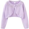 Yishengwan Bolero Ragazza Cardigan Bolero a Manica Lunga con Un Bottone per Bambina Viola 10-11 Anni
