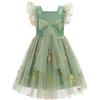 FYMNSI Vestito da ragazza con fiori, per bambini, da principessa, da sera, da principessa, da matrimonio, da festa, Verde salvia, 7-8 Anni