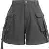FYMNSI Pantaloni corti estivi da donna, stile militare, casual, elasticizzati, per il tempo libero, con tasche, in cotone, taglie S-2XL, 2# Grigio, XL