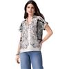 Oltre: Blusa in Raso Fantasia Bianco. L Stagione Primavera Estate 2025.