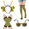 TICKLELY Costume Halloween Per Coppia Set Completo di Accessori di Carnevale per Donna Cosplay di Carnevale per a Tema Ape Costume Coccinella con Fascia Occhiali Guanti a Righe Calzini Ginocchio