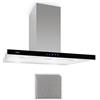 Klarstein Madonna - Cappa da Cucina, Cappa a Isola, Cappa Aspirante, Set Ricircolo, 90cm, 500 m³/h, Display Touch, Illuminazione, Filtro ai Carboni Attivi, Nero/Argento