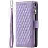 BLOTECH Custodia per Honor 200 Lite Protettiva PU Pelle Flip Portafoglio Cover Copertura Custodia pelle Cerniera Portafoglio Griglia Custodia Semplice Elegante Lussuosa Bumper,Viola