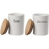 MAURY'S IL NUMERO UNO DEL RISPARMIO Maury's Set Barattoli in Ceramica con Top in Legno 10x13cm: Sale e Zucchero (Tondo Bianco -2 Pz)