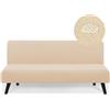 AOUHMN Copridivano Senza Braccioli, Copridivano 2-3 Posti Elasticizzato Impermeabile Universale Spandex Cotone Antigraffio Gatto e Lavabile Protezione per Mobili per Divano Pieghevole,Beige,160×190cm