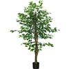 HOMCOM Pianta Finta di Ficus 150 cm con 882 Foglie, Pianta Artificiale da Esterno e Interno, Vaso Incluso, Verde