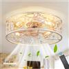 KZT Ventilatore da Soffitto Silenzioso con Luce e Telecomando E27 Retrò Fan Plafoniera in Cristallo Industrial Vintage Gabbia in Metallo Lampadario per camera da letto soggiorno Ristorante illuminazione