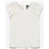Vero Moda Vmbella Ss Lace Top Wvn Noos T-Shirt Cotone Ricamo Bianca Donna