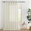 PONY DANCE Tende Lino per Salotto Moderno Tende Camera da Letto Semitrasparenti Filtro Luce Curtain per Interni Eleganti con Anelli 1 Pezzo L 300 x A 260 CM, Crema