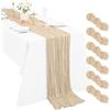 Pesonlook Confezione da 6 runner da tavola beige in garza, 3 m, stile bohémien, 53 x 305 cm, rustico, romantico, lungo, per feste di nozze, addio al nubilato, Ringraziamento, decorazioni natalizie
