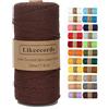 Likeecords macrame corda 2mm x 200m,filo macrame,cotone macrame,filo di cotone per borse all uncinetto per Appendiabiti per Fiori, Home Decor (marrone)