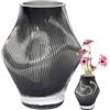 Runprism Vaso in Vetro Moderno - Vaso Decorativo Interamente Fatto a Mano per Fiori, Tulipani e Rose - Centrotavola Elegante per Soggiorno, Camera da Letto o Matrimonio - Decorazione per la Casa - Nero