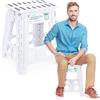 Heimwohl Sgabello Pieghevole da 40 cm, Bianco con Capacità 150 kg - Blocco di Sicurezza e Maniglia Girevole, Ideale per Casa