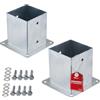 SOTECH SET SOTECH di 2 prese a terra quadrate 120 x 120 mm, altezza 152 mm, acciaio zincato a caldo, ancoraggio a terra a vite per legno squadrato - ideale per uso esterno