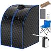 RELAX4LIFE Sauna a Vapore Portatile 3 L, Cabina Domestica per SPA, 9 Temperature Regolabili, 15-90 Minuti, Telecomando e Sedia, 1000W (Nero)