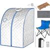 RELAX4LIFE Sauna a Vapore Portatile 3 L, Cabina Domestica per SPA, 9 Temperature Regolabili, 15-90 Minuti, Telecomando e Sedia, 1000W (Argento)