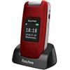 Easyfone Prime-A1 GSM Telefono Cellulare a Conchiglia per Anziani, Apparecchi Acustici Compatibili, Tasti Grandi, Facile da usare con SOS (Rosso)