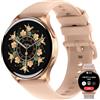 IOWODO Smartwatch Donna, 1.43 AMOLED Orologio Fitness Tracker con Effettua/Risposta Chiamate Bluetooth, Contapassi/Cardiofrequenzimetro/Sonno, Impermeabile IP68 per Android iOS, Quadrante Rotondo