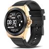 Bebinca Smartwatch Uomo, 1,32 Orologio Fitness con Effettua/Risposta Chiamate, IP68 Impermeabile, Sonno Cardiofrequenzimetro, Contapassi/Cronometro/Impermeabil IP68 per Android iOS(Nero Oro)