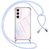 Pnakqil Cover per Samsung Galaxy A35 con Cordino, Trasparente Custodia con Laccio Tracolla Cellulare Girocollo Collana Protettiva per Samsung A35 6.6, Viola