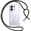 Pnakqil Cover per Oppo Reno13 F/Reno13 FS 5G con Cordino, Trasparente Custodia con Laccio Tracolla Cellulare Girocollo Collana Protettiva per Oppo Reno13 FS 6.67, Nero